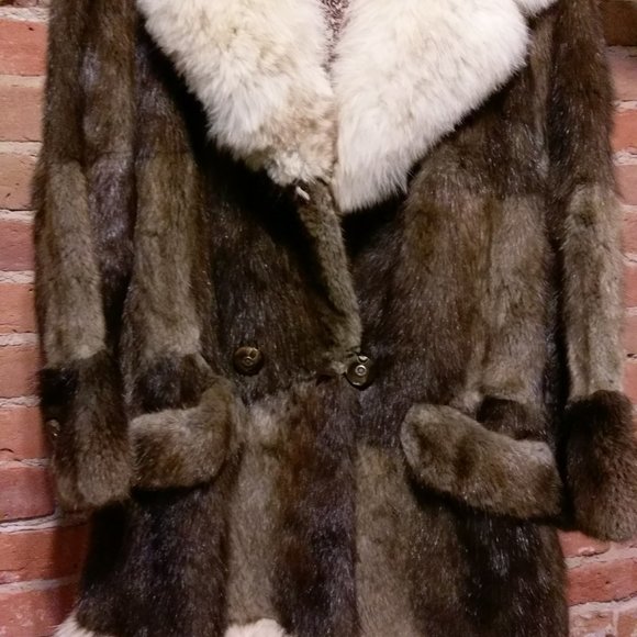 Fur Coat - 3/4 size Muskrat and Fox Fur